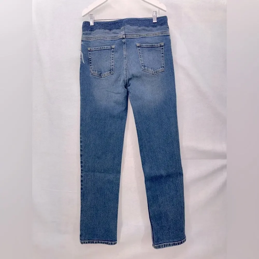 NWT Boys Lands’ End Iron Knee Stretch Pull-on Denim Jeans size Large 14-16